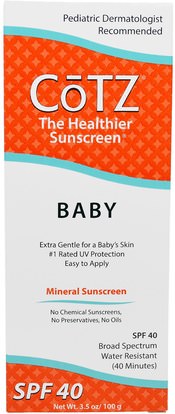 Cotz, Baby, Mineral Sunscreen, SPF 40, 3.5 oz (100 g) ,حمام، الجمال، واقية من الشمس، سف 30-45، والأطفال والطفل واقية من الشمس