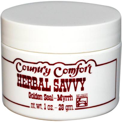Country Comfort, Herbal Savvy, Golden Seal-Myrrh, 1 oz (28 g) ,حمام، جمال، الصدفية والأكزيما، الصدفية، الصحة، الإصابات الحروق
