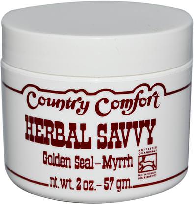 Country Comfort, Herbal Savvy, Golden Seal-Myrrh, 2 oz (57 g) ,حمام، جمال، الصدفية والأكزيما، الصدفية، الصحة، الإصابات الحروق