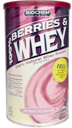 Country Life, BioChem, 100% Whey Protein Powder, Berry Flavor, 11.1 oz (316 g) ,المكملات الغذائية، بروتين مصل اللبن، بيوشيم