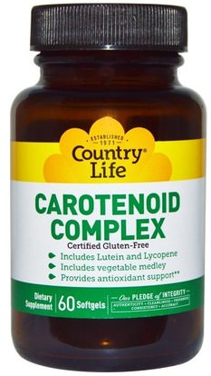 Country Life, Carotenoid Complex, 60 Softgels ,الفيتامينات، المكملات الغذائية، الكاروتينات