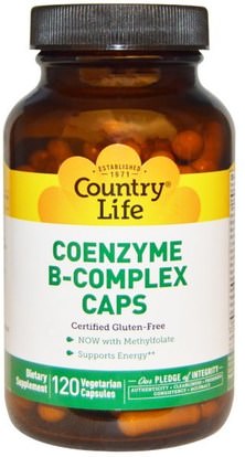 Country Life, Coenzyme B-Complex Caps, 120 Vegetarian Capsules ,والفيتامينات، وفيتامين ب المعقدة، المركب ب المركب
