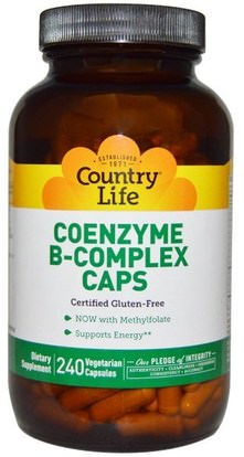 Country Life, Coenzyme B-Complex Caps, 240 Vegetarian Capsules ,الفيتامينات، فيتامين ب المعقدة