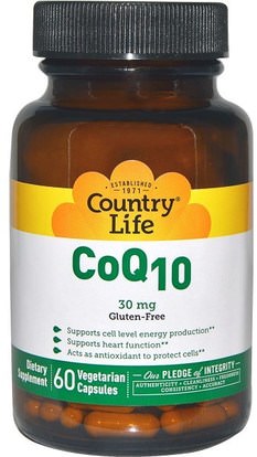 Country Life, CoQ10, 30 mg, 60 Veggie Caps ,المكملات الغذائية، أنزيم q10