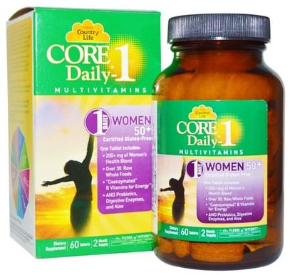 Country Life, Core Daily-1 Multivitamins, Women 50+, 60 Tablets ,الفيتامينات، النساء الفيتامينات