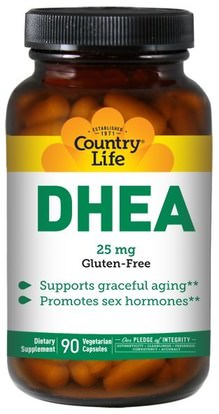 Country Life, DHEA, 25 mg, 90 Vegetarian Capsules ,المكملات الغذائية، ديا بيوشيم