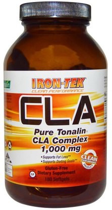 Country Life, Iron-Tek, CLA, Pure Tonalin CLA Complex, 1,000 mg, 180 Softgels ,وفقدان الوزن، والنظام الغذائي، كلا (مترافق حمض اللينوليك)، الحديد تك الغلوتين الحرة