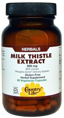 Country Life, Milk Thistle Extract, 200 mg, 60 Veggie Caps ,الصحة، السموم، الحليب الشوك (سيليمارين)
