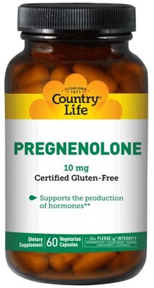 Country Life, Pregnenolone, 10 mg, 60 Veggie Caps ,المكملات الغذائية، بريغنينولون