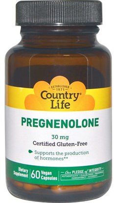 Country Life, Pregnenolone, 30 mg, 60 Veggie Caps ,المكملات الغذائية، بريغنينولون 30 ملغ