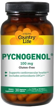 Country Life, Pycnogenol, 100 mg, 30 Veggie Caps ,المكملات الغذائية، بيكنوغينول