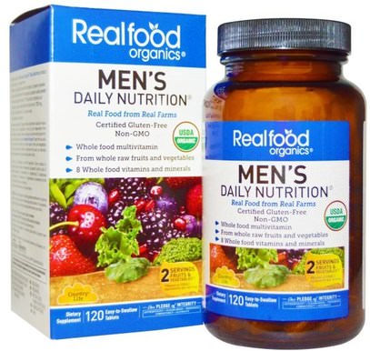 Country Life, Realfood Organics, Mens Daily Nutrition, 120 Tablets ,الفيتامينات، الرجال الفيتامينات