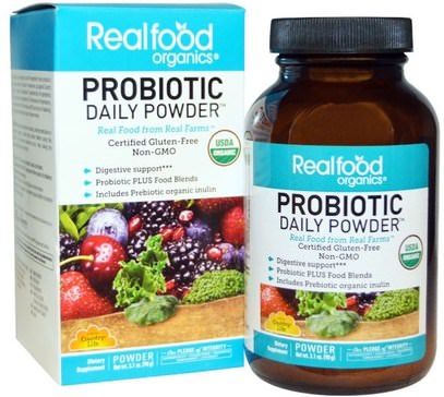 Country Life, Realfood Organics, Probiotic Daily Powder, 3.1 oz (90 g) ,المكملات الغذائية، البروبيوتيك