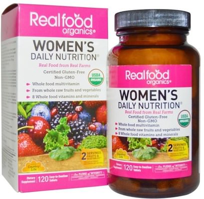 Country Life, RealFood Organics, Womens Daily Nutrition, 120 Tablets ,الفيتامينات، النساء الفيتامينات