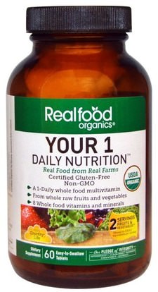Country Life, Realfood Organics, Your 1 Daily Nutrition, 60 Tabs ,الفيتامينات، الفيتامينات
