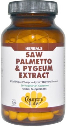 Country Life, Saw Palmetto & Pygeum Extract, 90 Vegetarian Capsules ,الصحة، الرجال، بيجيوم