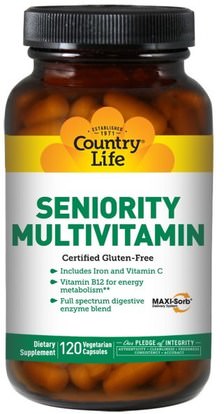 Country Life, Seniority Multivitamin, 120 Veggie Caps ,الفيتامينات، الفيتامينات - كبار السن