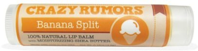 Crazy Rumors, 100% Natural Lip Balm, Banana Split, 0.15 oz (4.4 ml) ,حمام، الجمال، العناية الشفاه، بلسم الشفاه