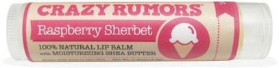 Crazy Rumors, 100% Natural Lip Balm, Raspberry Sherbet, 0.15 oz (4.4 ml) ,حمام، الجمال، العناية الشفاه، بلسم الشفاه