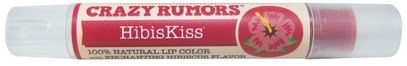 Crazy Rumors, HibisKiss, 100% Natural Lip Color, Tropical.09 oz (2.5 g) ,حمام، الجمال، أحمر الشفاه، لمعان، بطانة