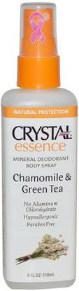Crystal Body Deodorant, Crystal Essence, Mineral Deodorant Body Spray, Chamomile & Green Tea, 4 fl oz (118 ml) ,حمام، الجمال، رذاذ مزيل العرق