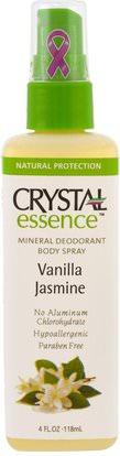 Crystal Body Deodorant, Crystal Essence, Mineral Deodorant Body Spray, Vanilla Jasmine, 4 fl oz (118 ml) ,حمام، الجمال، رذاذ مزيل العرق