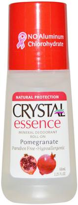 Crystal Body Deodorant, Crystal Essence, Mineral Deodorant Roll-On, Pomegranate, 2.25 fl oz (66 ml) ,حمام، الجمال، مزيل العرق، لفة على مزيل العرق المرأة