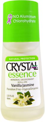 Crystal Body Deodorant, Crystal Essence, Mineral Deodorant Roll-On, Vanilla Jasmine, 2.25 fl oz (66 ml) ,حمام، الجمال، مزيل العرق، لفة-- على مزيل العرق
