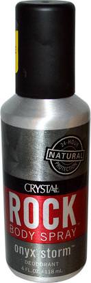 Crystal Body Deodorant, Rock Body Spray Deodorant, Onyx Storm, 4 fl oz (118 ml) ,حمام، الجمال، مزيل العرق رذاذ، مزيل العرق