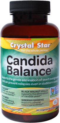 Crystal Star, Candida Balance, 60 Veggie Caps ,الصحة، المبيضات