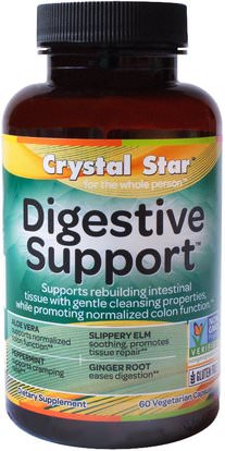 Crystal Star, Digestive Support, 60 Veggie Caps ,الصحة، السموم، تطهير القولون