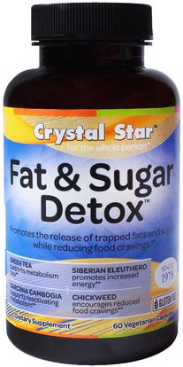 Crystal Star, Fat & Sugar Detox, 60 Veggie Caps ,الصحة، السموم، وفقدان الوزن، والنظام الغذائي