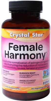 Crystal Star, Female Harmony, 90 Veggie Caps ,الصحة، المرأة، متلازمة ما قبل الحيض، ما قبل الحيض