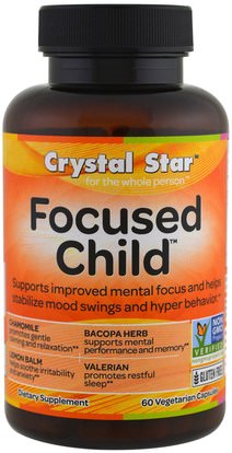 Crystal Star, Focused Child, 60 Veggie Caps ,صحة الطفل، اضطراب نقص الانتباه، إضافة، أدهد