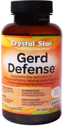 Crystal Star, GERD Defense, 60 Veggie Caps ,الصحة، حرقة و جيرد، حرقة