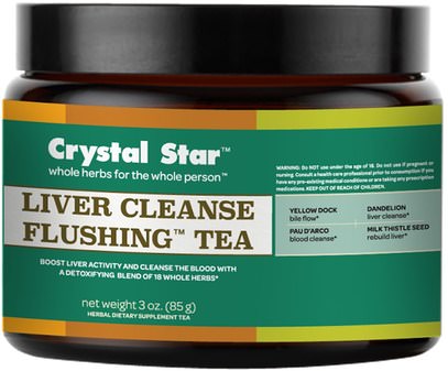 Crystal Star, Liver Cleanse Flushing Tea, 3 oz (85 g) ,الغذاء، شاي الأعشاب، الصحة، دعم الكبد