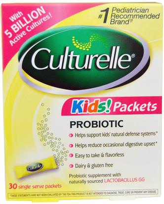 Culturelle, Kids Packets, Probiotic, 30 Single Serve Packets ,المكملات الغذائية، البروبيوتيك، الأطفال البروبيوتيك