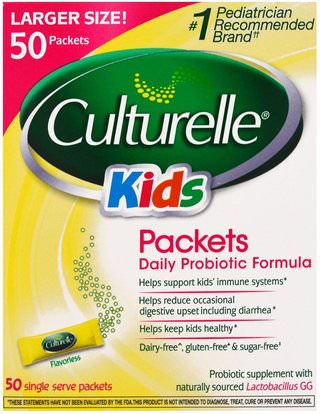Culturelle, Kids, Packets, Daily Probiotic Formula, 50 Single Serve Packets ,المكملات الغذائية، البروبيوتيك، الأطفال البروبيوتيك، استقرت البروبيوتيك
