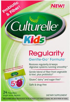 Culturelle, Kids, Regularity, Gentle-Go Formula, 24 Flavorless Single Serve Packets ,المكملات الغذائية، البروبيوتيك، الأطفال البروبيوتيك