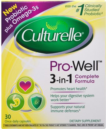 Culturelle, Pro-Well, 3-in-1 Complete Formula, 30 Capsules ,المكملات الغذائية، البروبيوتيك، استقرت البروبيوتيك
