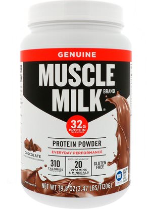 Cytosport, Inc, Genuine Muscle Milk Protein Powder, Chocolate, 39.5 oz (1120 g) ,المكملات الغذائية، بروتين مصل اللبن، تجريب
