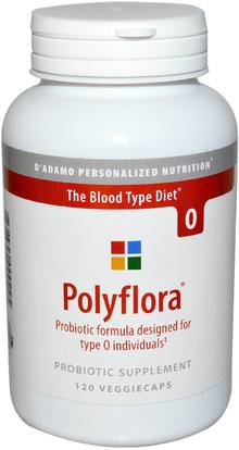Dadamo, Polyflora, Probiotic Formula for Blood Type Diet 0, 120 Veggie Caps ,والمكملات الغذائية، البروبيوتيك، دادامو شخصية نوع الدم التغذية، واستقرت البروبيوتيك
