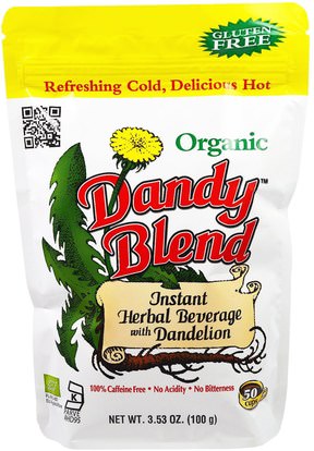 Dandy Blend, Instant Herbal Beverage with Dandelion, Caffeine Free, Organic, 3.53 oz (100 g) ,الطعام، شاي الأعشاب، شاي الهندباء من البرية