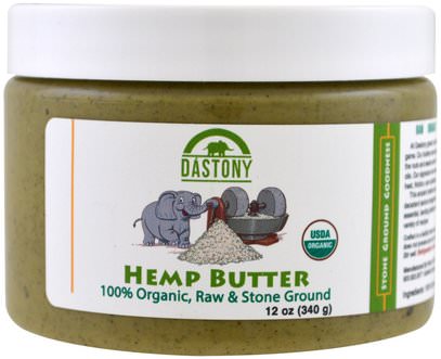 Dastony, 100% Organic Hemp Butter, 12 oz (340 g) ,المكملات الغذائية، إيفا أوميجا 3 6 9 (إيبا دا)، منتجات القنب، الطعام، زبدة الجوز