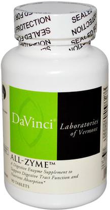 DaVinci Laboratories of Vermont, All-Zyme, 90 Tablets ,والمكملات الغذائية، والإنزيمات الهاضمة