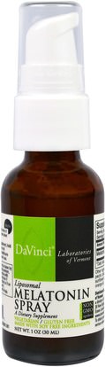 DaVinci Laboratories of Vermont, Melatonin Spray, 1 fl oz (30 ml) ,والمكملات الغذائية، الميلاتونين 3 ملغ، والنوم