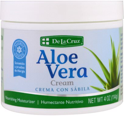 De La Cruz, Aloe Vera Cream, 4 oz (114 g) ,الجمال، العناية بالوجه، الكريمات المستحضرات، الأمصال، الصحة، الجلد