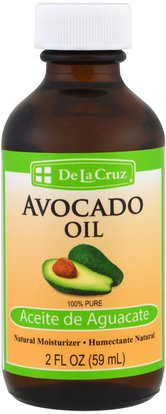 De La Cruz, Avocado Oil, 100% Pure, 2 fl oz (59 ml) ,الصحة، الجلد، زيت الأفوكادو