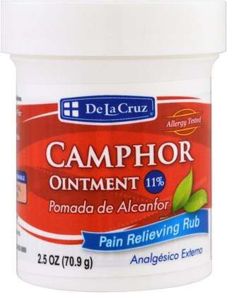 De La Cruz, Camphor Ointment, Pain Relieving Rub, 2.5 oz (70.9 g) ,الصحة، التهاب المفاصل