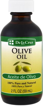 De La Cruz, Olive Oil, 100% Pure and Natural, 2 fl oz (59 ml) ,الصحة، الجلد